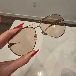 Bottega Veneta Sardine Gold Aviator Sunglasses